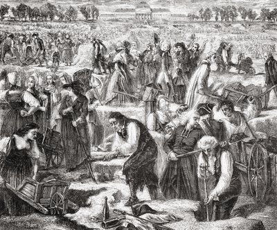 Labourers working in the Champ de Mars by French School